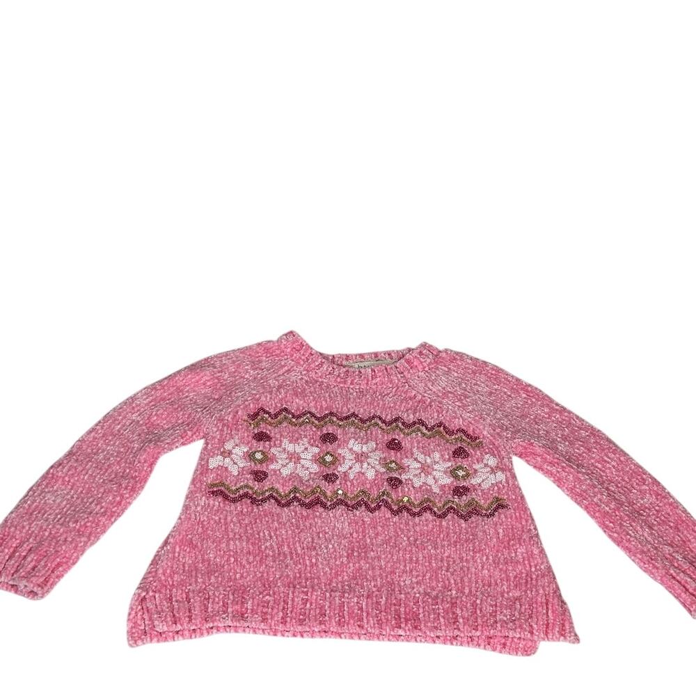 btween  Pink sweater decorative pattern metallic accents & sequin detailing
